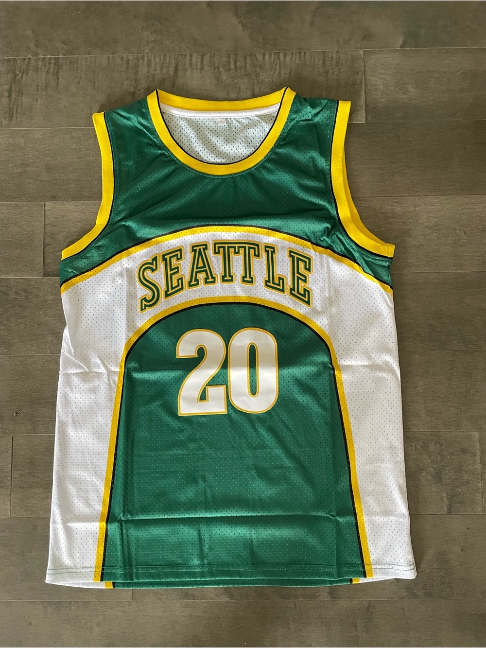 Gary Payton #20 Seattle SuperSonics Green & Yellow Throwback Jersey L